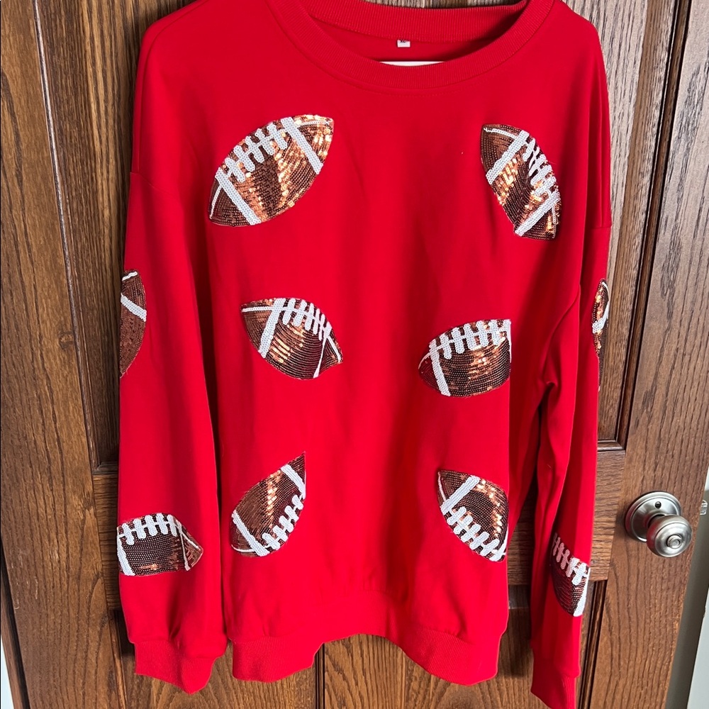 Red Football Sequin Sweatshirt